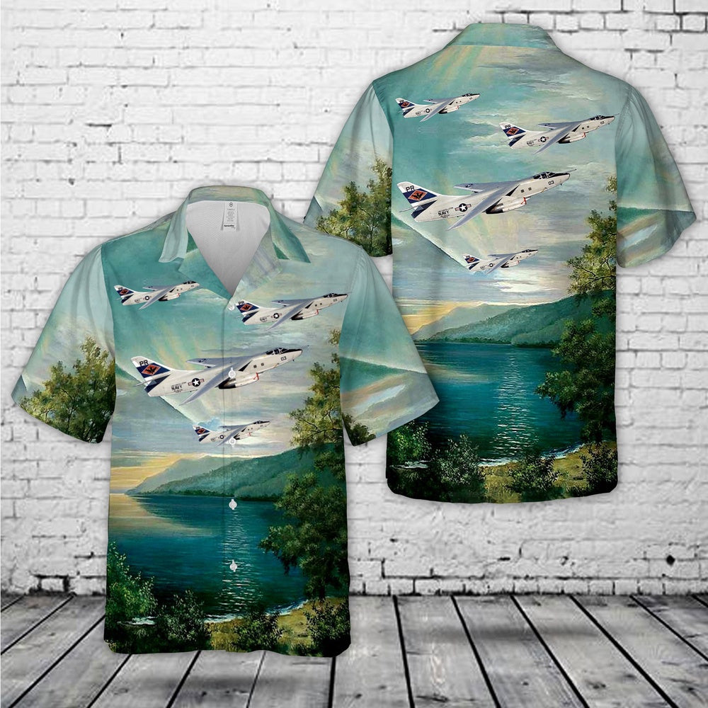 Navy Hawaiian Shirt, Us Navy Douglas Ea-3B Skywarrior Fleet Reconnaissance Squadron Vq-1 Det64 World Watchers Hawaiian Shirt, Navy Shirts Mens