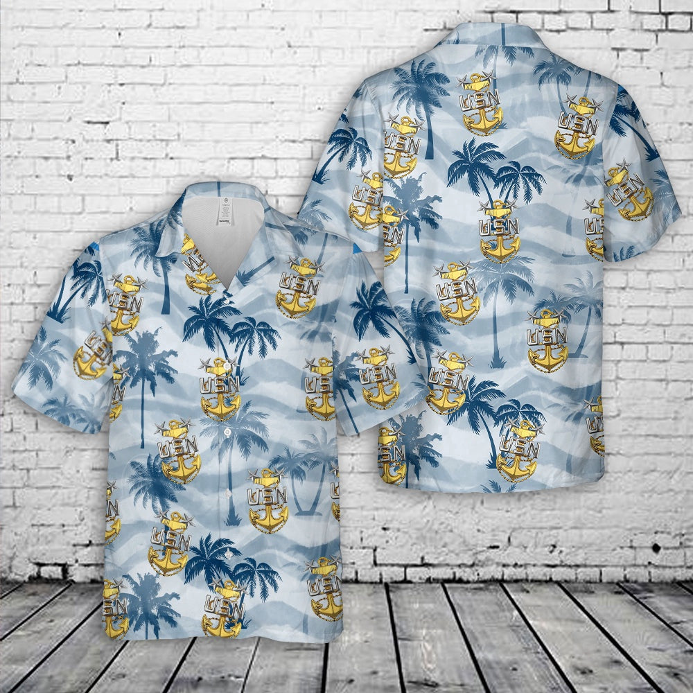 Navy Hawaiian Shirt, Us Navy E-9 Master Chief Petty Officers Anchor Hawaiian Shirt, Navy Shirts Mens