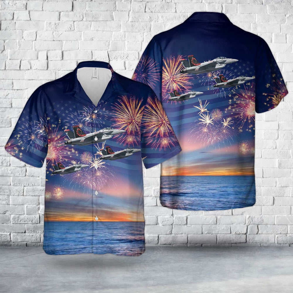 Navy Hawaiian Shirt, Us Navy Ea-18G Of Vaq-132 Scorpions, 4Th Of July Hawaiian Shirt, Navy Shirts Mens