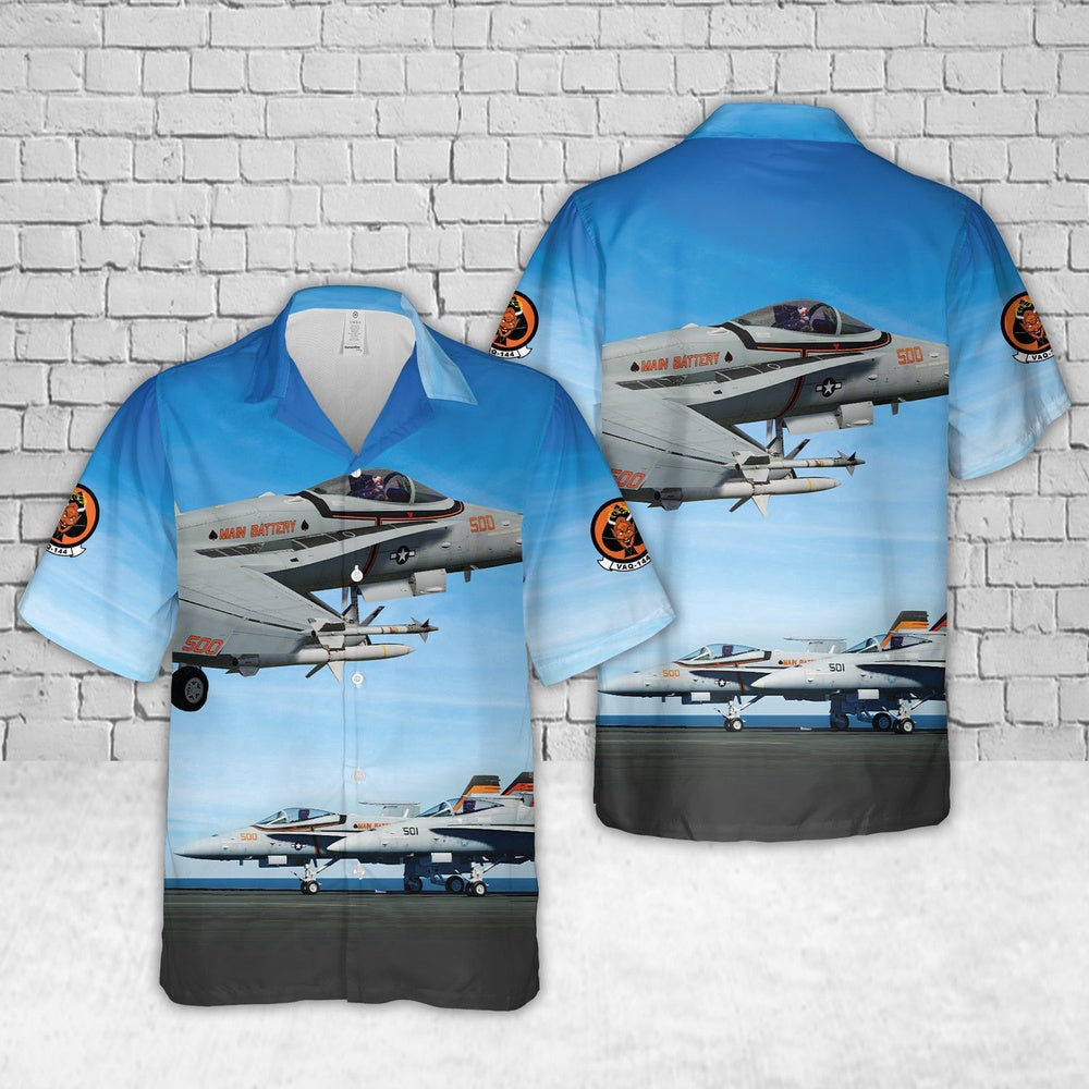 Navy Hawaiian Shirt, Us Navy Fa-18C Vaq-144 Main Battery (2023) Hawaiian Shirt, Navy Shirts Mens