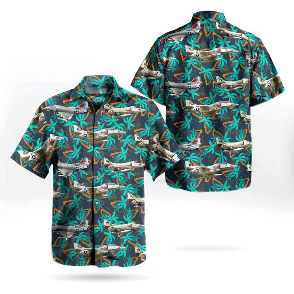 Navy Hawaiian Shirt, Us Navy Historical Aircraft Douglas A-4 Skyhawk Hawaiian Shirt, Navy Shirts Mens