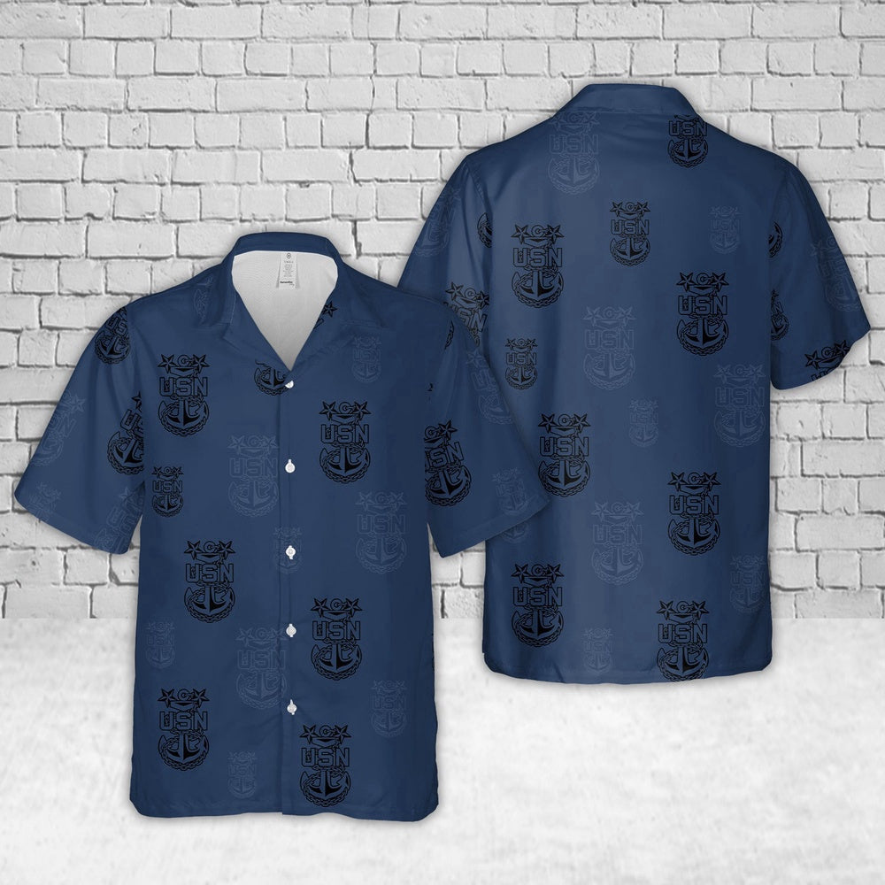 Navy Hawaiian Shirt, Us Navy Master Chief Silhouette Hawaiian Shirt, Navy Shirts Mens