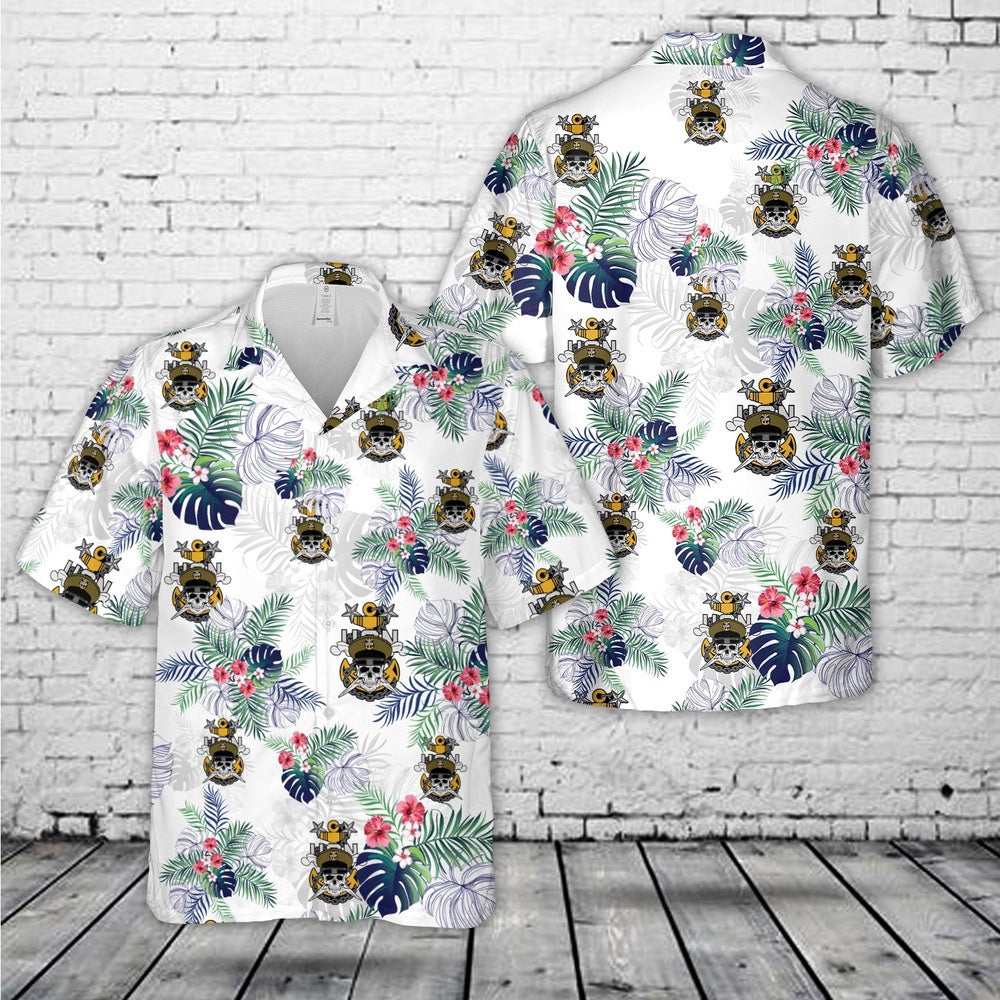 Navy Hawaiian Shirt, Us Navy Master Chief Skull And Cross Bones Anchor Hawaiian Shirt, Navy Shirts Mens