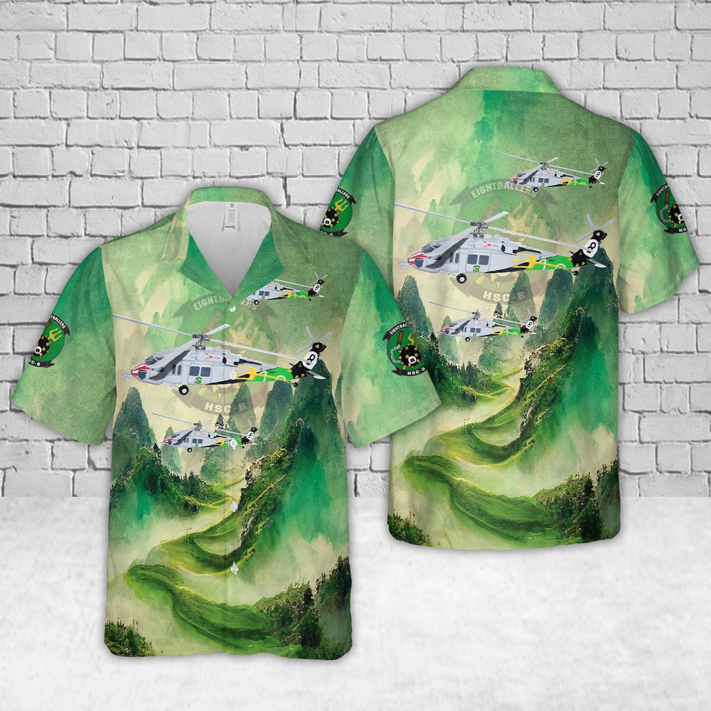 Navy Hawaiian Shirt, Us Navy Mh-60S Armed Helo Of Hsc-8 Eightballers Hawaiian Shirt, Navy Shirts Mens