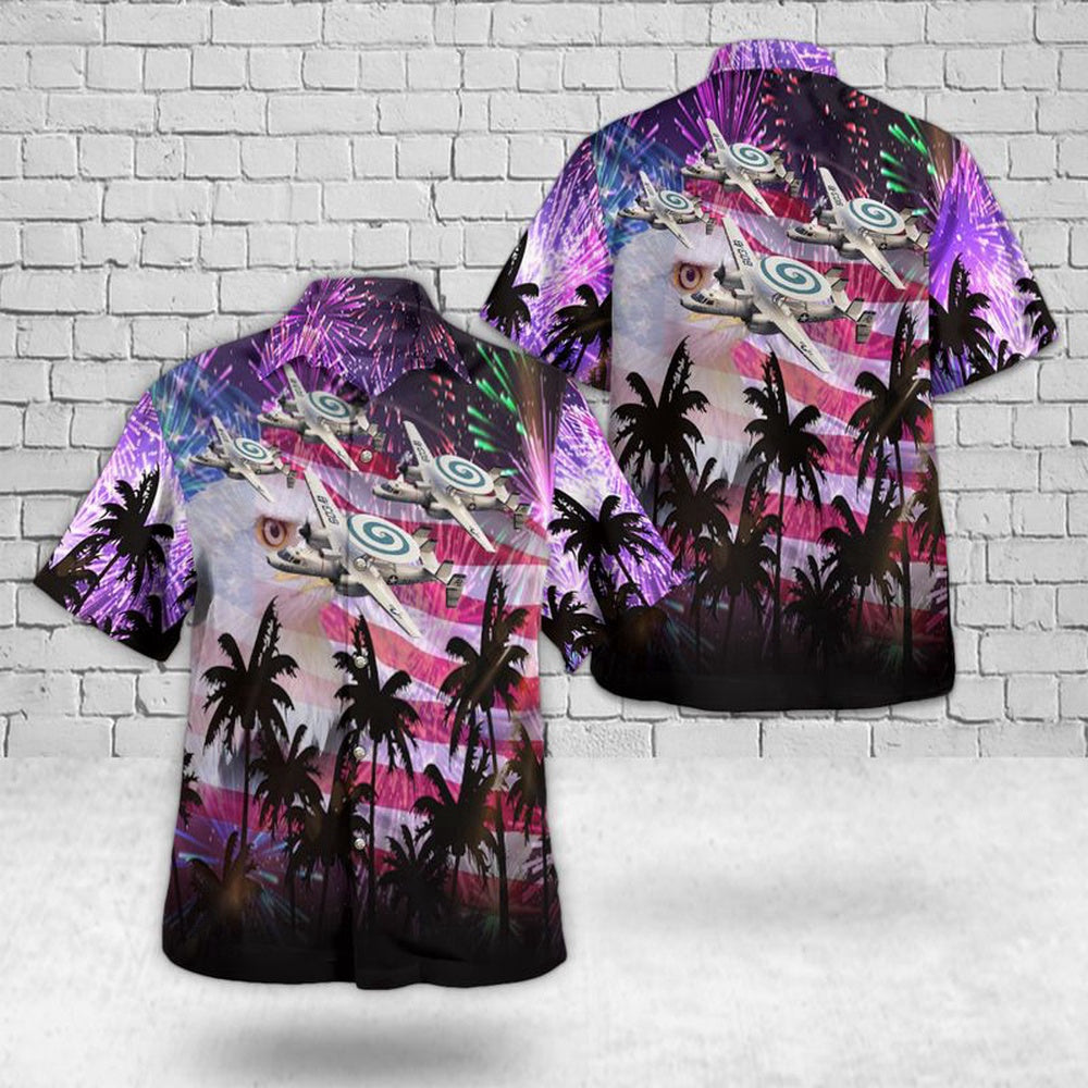 Navy Hawaiian Shirt, Us Navy Northrop Grumman E-2C Hawkeye Of Vaw-123 Screwtops, 4Th Of July Hawaiian Shirt, Navy Shirts Mens