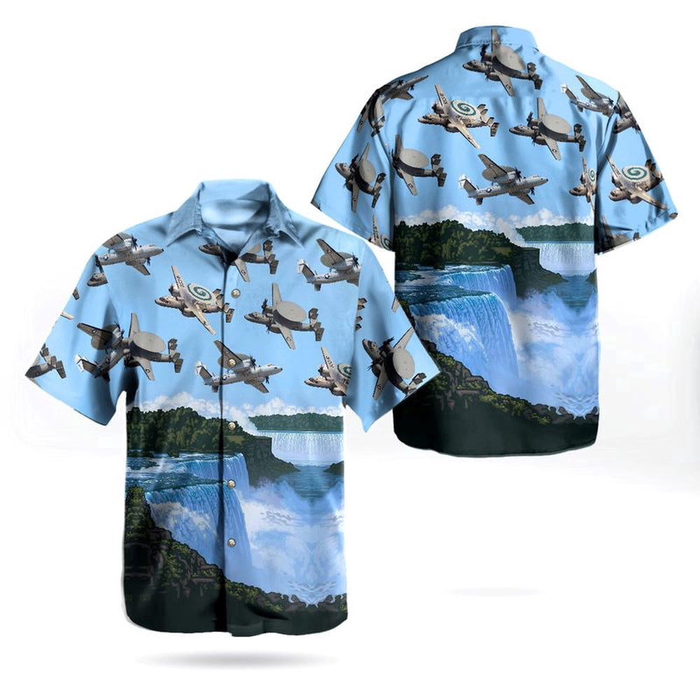 Navy Hawaiian Shirt, Us Navy Northrop Grumman E-2 Hawkeye Independence Day Niagara Falls Hawaiian Shirt, Navy Shirts Mens