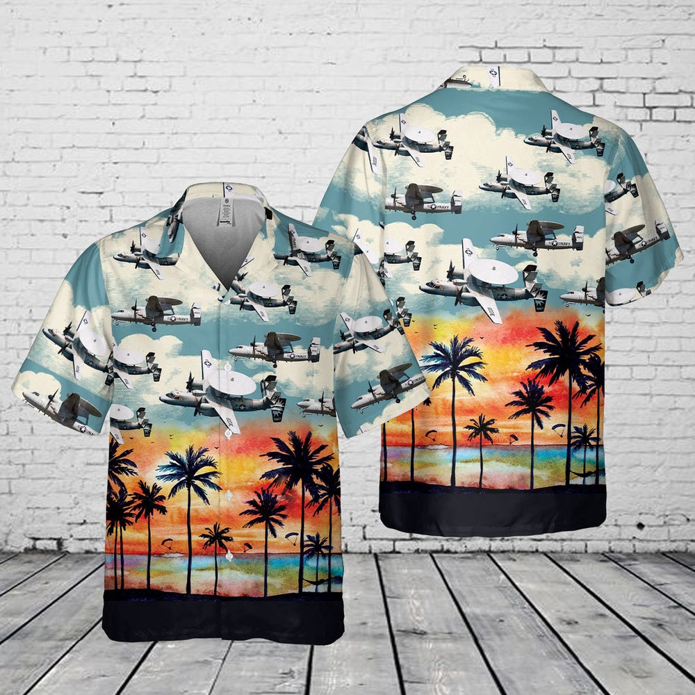 Navy Hawaiian Shirt, Us Navy Northrop Grumman E-2 Hawkeye Pocket Hawaiian Shirt, Navy Shirts Mens