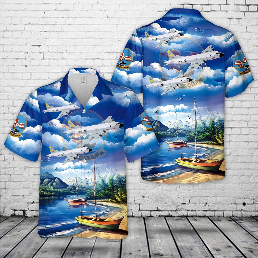Navy Hawaiian Shirt, Us Navy P-3A Orion, Vp-67 Golden Hawks (1982) Hawaiian Shirt, Navy Shirts Mens