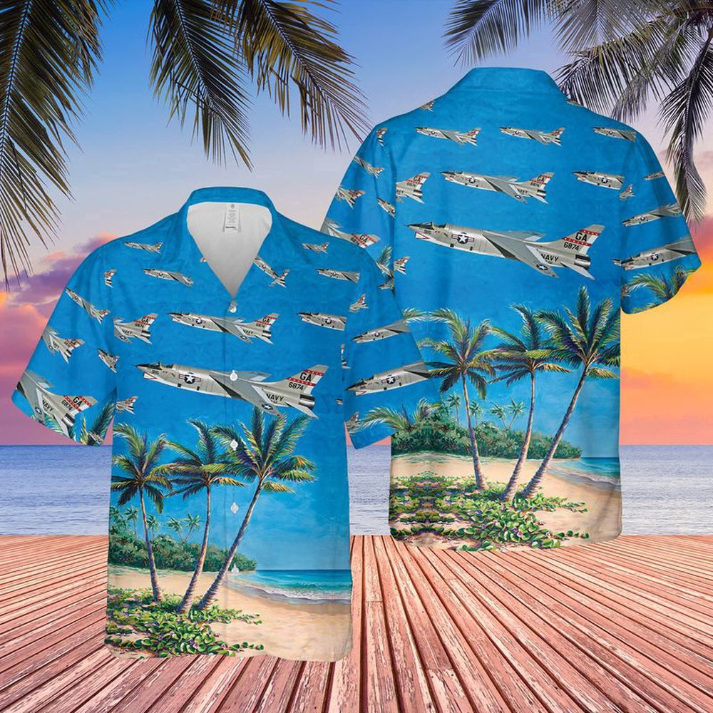 Navy Hawaiian Shirt, Us Navy Rf-8 Crusader Hawaiian Shirt, Navy Shirts Mens