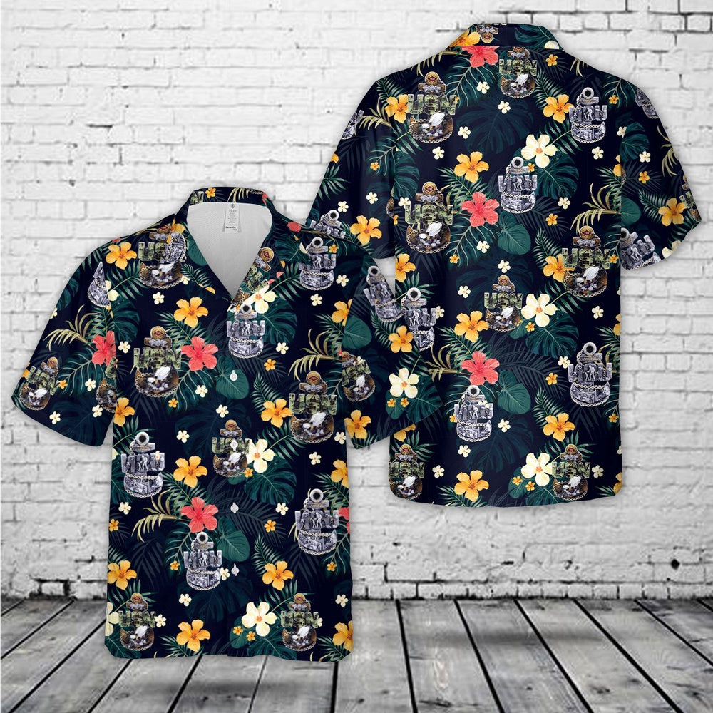 Navy Hawaiian Shirt, Us Navy Seabees Chief's Anchor Cpo Hawaiian Shirt, Navy Shirts Mens