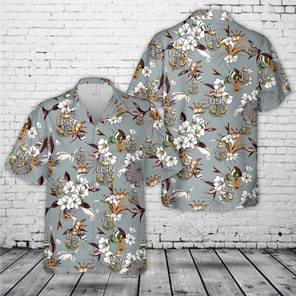 Navy Hawaiian Shirt, Us Navy Senior Chief Petty Officer Backbone Anchor Hawaiian Shirt, Navy Shirts Mens