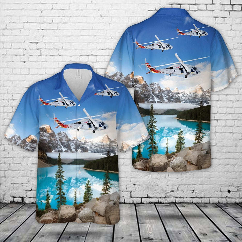 Navy Hawaiian Shirt, Us Navy Sikorsky Sh-60B Seahawk (S-70B-1) Of Hsl-43 Battle Cats Hawaiian Shirt, Navy Shirts Mens