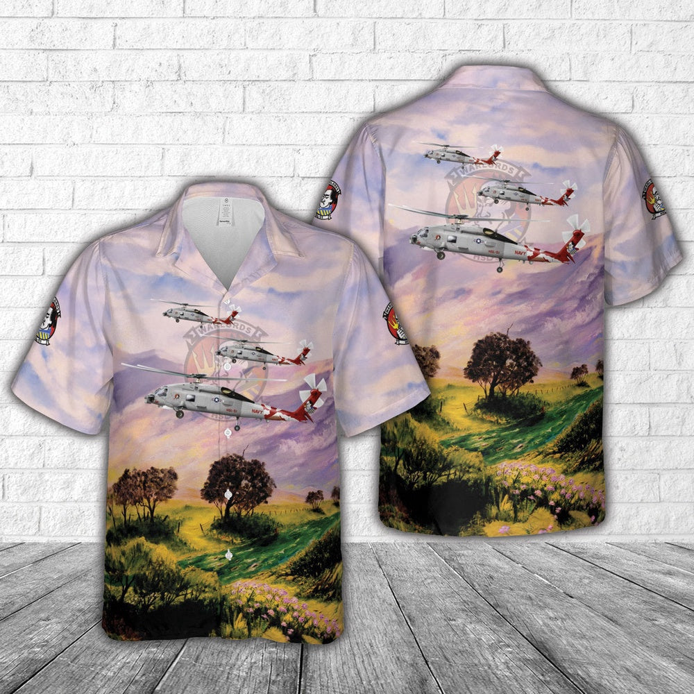Navy Hawaiian Shirt, Us Navy Sikorsky Sh-60B Seahawk (S-70B-1) Of Hsl-51 Warlords 2007 Hawaiian Shirt, Navy Shirts Mens