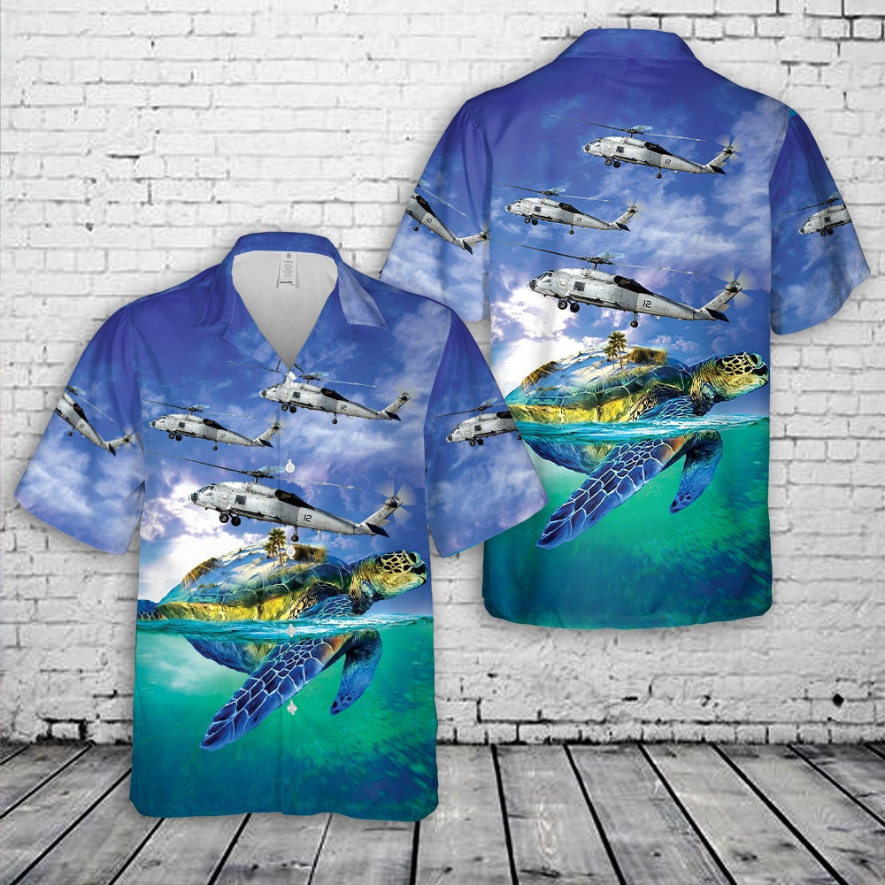 Navy Hawaiian Shirt, Us Navy Sikorsky Sh-60F Ocean Hawk (S-70B-4) Hawaiian Shirt, Navy Shirts Mens