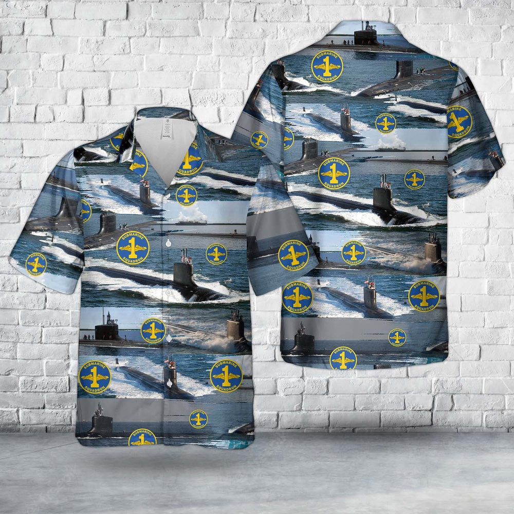 Navy Hawaiian Shirt, Us Navy Submarine Squadron 1 Subron 1 Hawaiian Shirt, Navy Shirts Mens