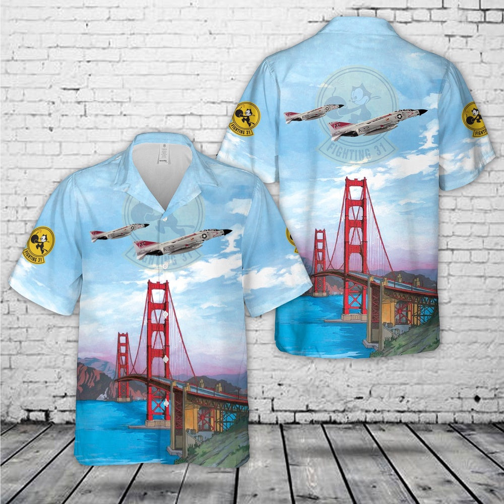 Navy Hawaiian Shirt, Us Navy Tomcatters Mcdonnell F-4J-34-Mc Phantom Ii (Buno 155773) Hawaiian Shirt, Navy Shirts Mens