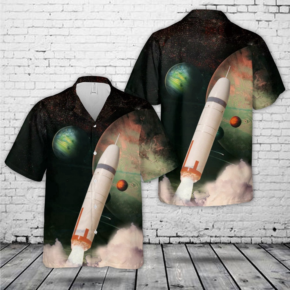 Navy Hawaiian Shirt, Us Navy Ugm-96 Trident I (C4) American Submarine-Launched Ballistic Missile (Slbm) Hawaiian Shirt, Navy Shirts Mens