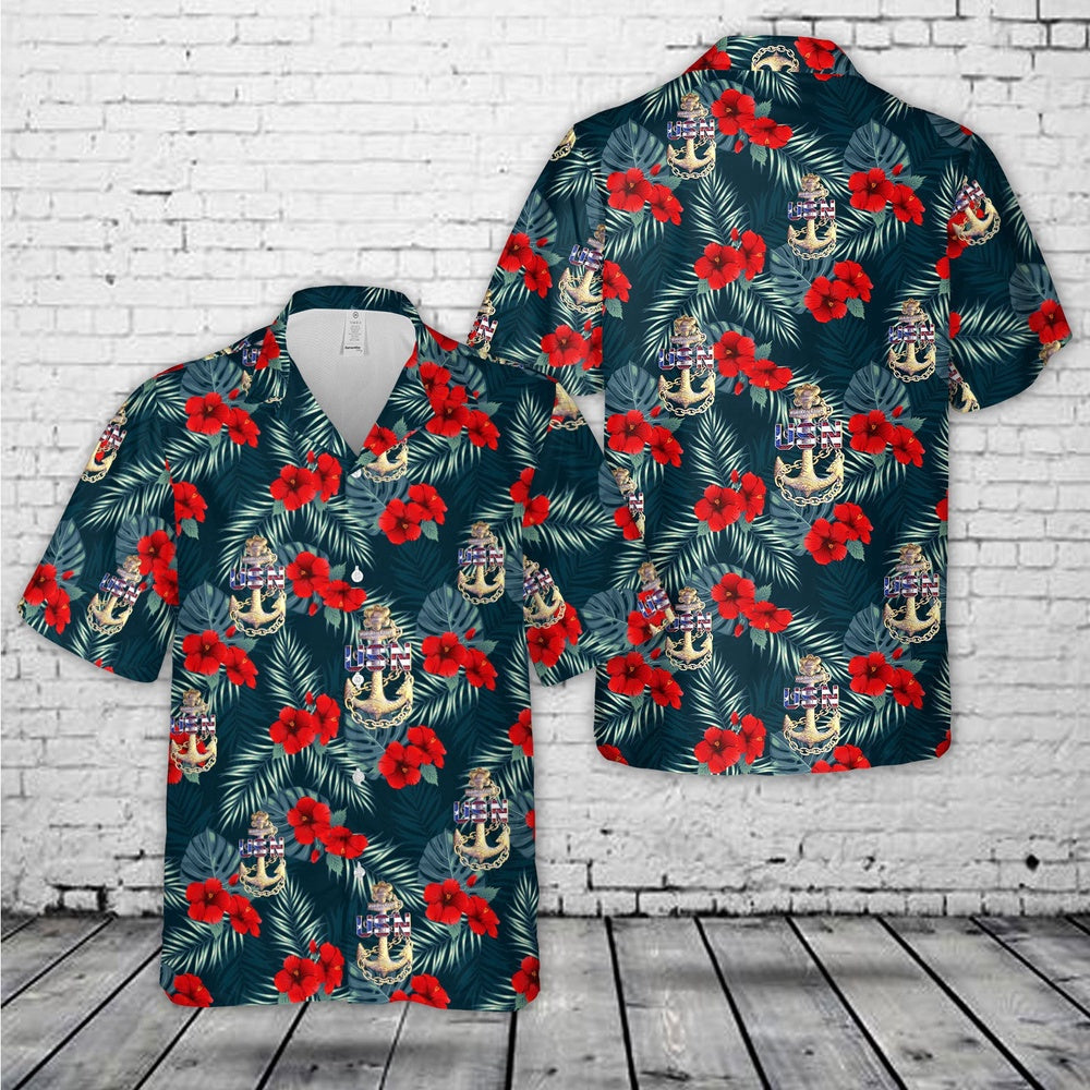 Navy Hawaiian Shirt, Us Navy Usn Chiefs Pride Cpo Boriken Chief Hawaiian Shirt, Navy Shirts Mens