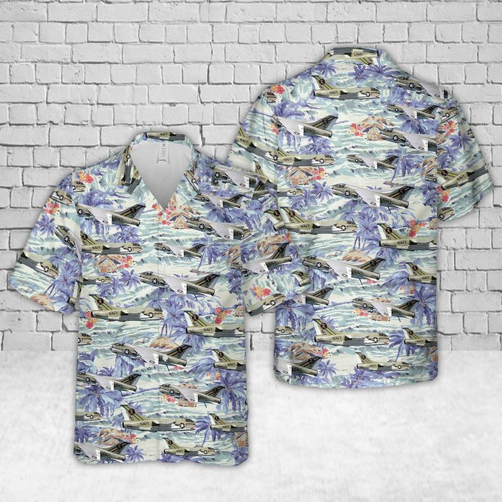 Navy Hawaiian Shirt, Us Navy Va-66 A-7E Corsair Hawaiian Shirt, Navy Shirts Mens