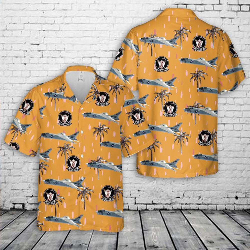 Navy Hawaiian Shirt, Us Navy Vought F-8 Crusader Of Vf-24 Hawaiian Shirt, Navy Shirts Mens