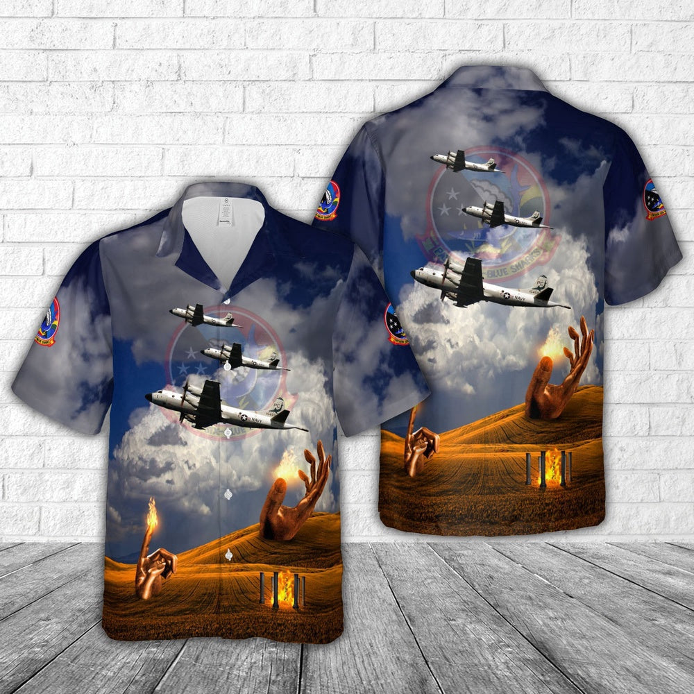 Navy Hawaiian Shirt, Us Navy Vp-6 Blue Sharks P-3B Hawaiian Shirt, Navy Shirts Mens
