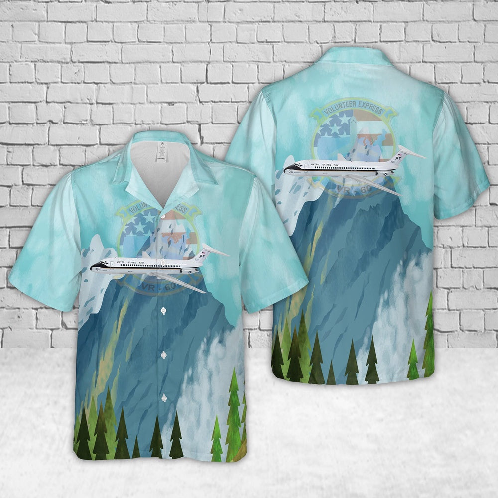 Navy Hawaiian Shirt, Us Navy Vr-60 Volunteer Express C-9B Skytrain Ii Hawaiian Shirt, Navy Shirts Mens
