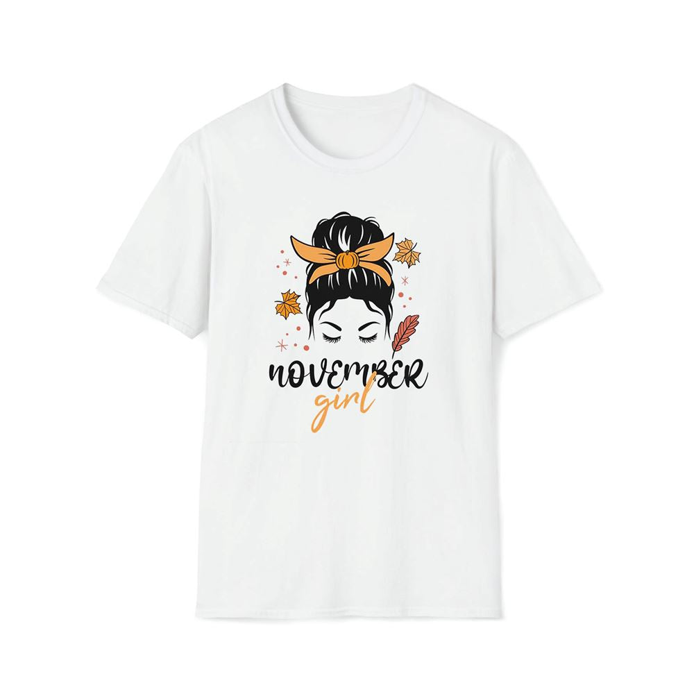 November Girl Messy Bun Premium T Shirt, Mother's Day Premium T Shirt, Mom Shirt