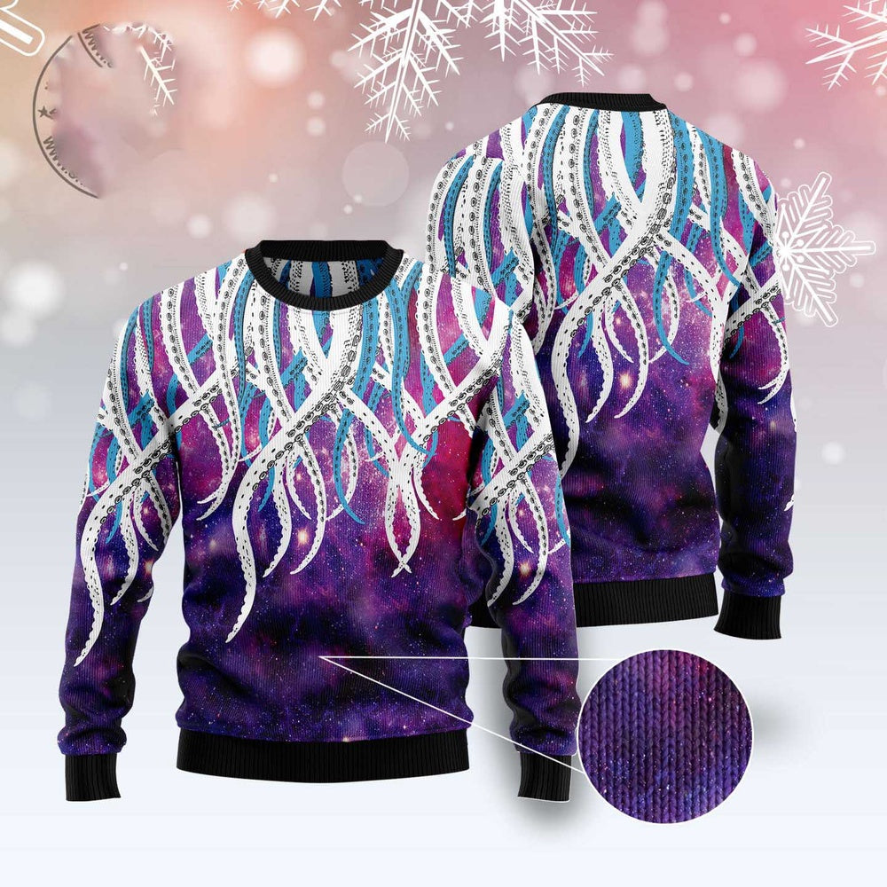 Octopus Galaxy Ugly Christmas Sweater, Funny Xmas Sweater, Sweater Xmas
