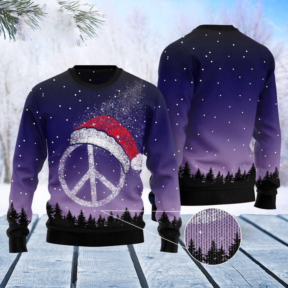 Peace Hippie Ugly Christmas Sweater, Funny Xmas Sweater, Sweater Xmas
