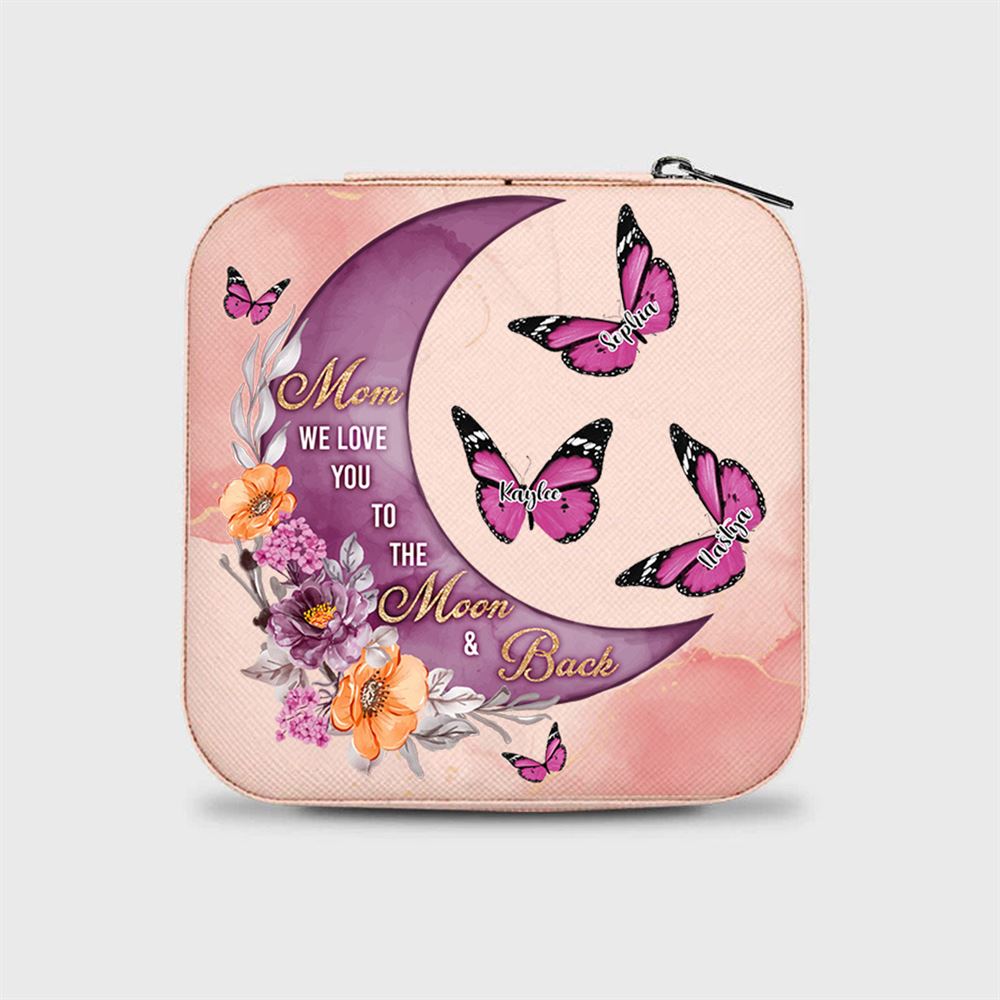 Personalised Mom We Love You To The Moon And Back Jewelry Box, Gift For Mother, Mother's Day Jewelry Case