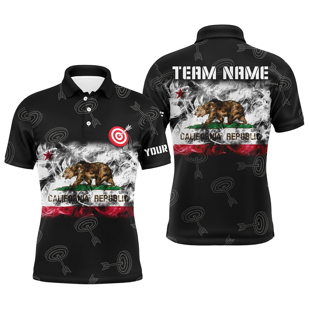 Personalized Archery California Flag Polo Shirts For Men Custom Patriotic Team Archery Jerseys, Archery Team Shirts, Custom Archery Shirts