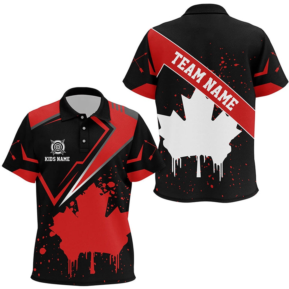 Personalized Archery Canada Leaf Vintage Style Polo Shirts Custom Canada Archery Shirts , Archery Team Shirts, Custom Archery Shirts