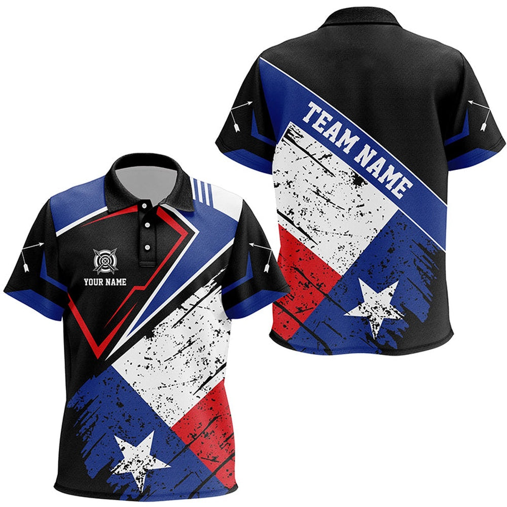 Personalized Archery Texas Flag Vintage Style Polo Shirts, Patriotic Texas Archery Shirts, Archery Team Shirts, Custom Archery Shirts