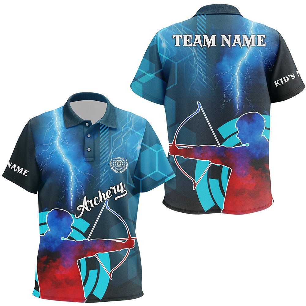 Personalized Archery Thunder Lightning Polo Shirts Custom Archery Jersey Design For Team, Archery Team Shirts, Custom Archery Shirts