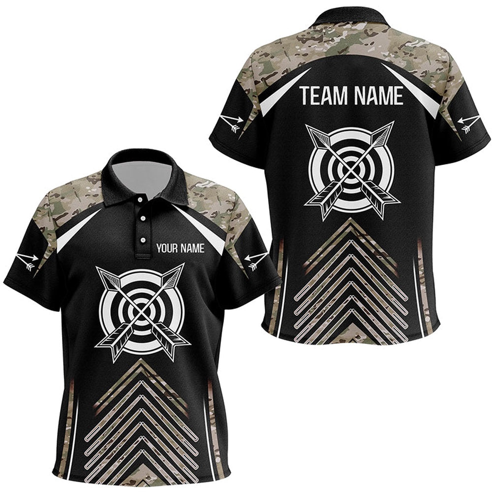 Personalized Camouflage Target Archery Polo Shirts, Custom Arrows Archery Team Shirts, Archery Team Shirts, Custom Archery Shirts