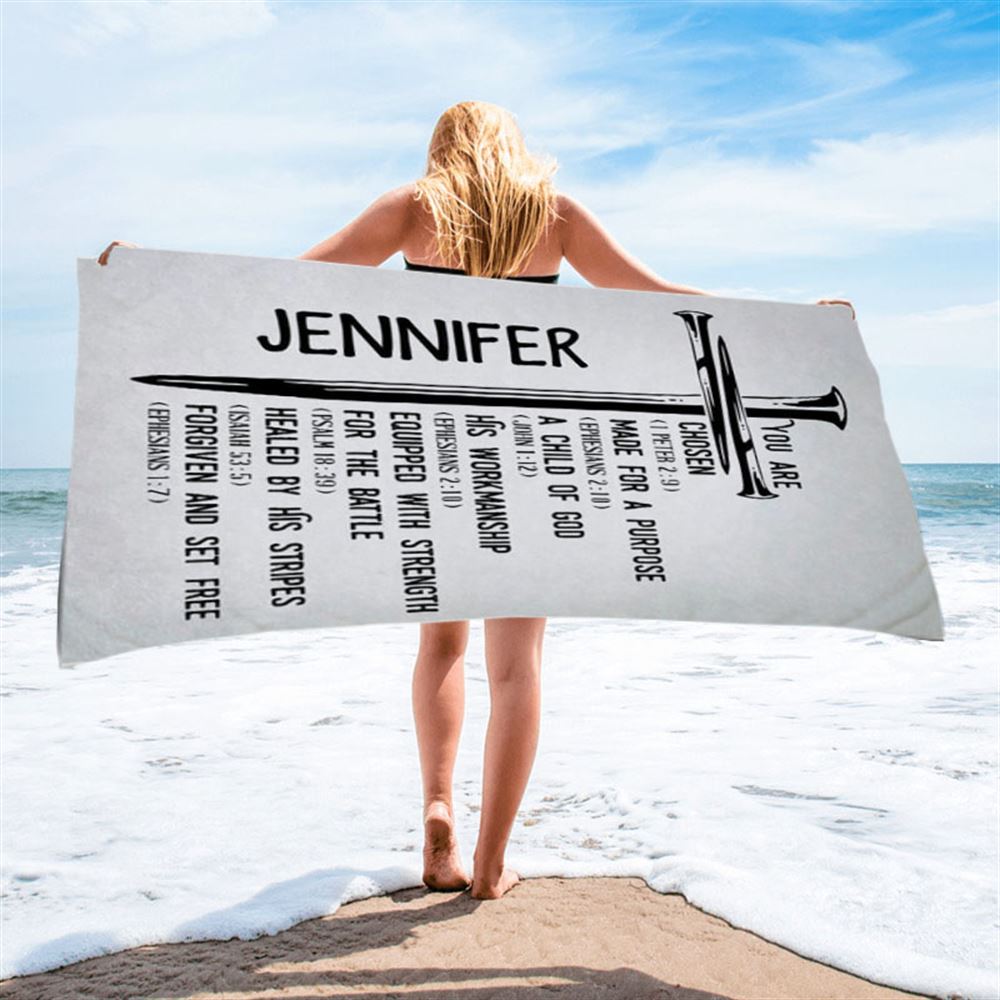 Personalized Chosen Made For A Purpose Child Of God Beach Towel - Inspirational Beach Towel - Christian Beach Towel