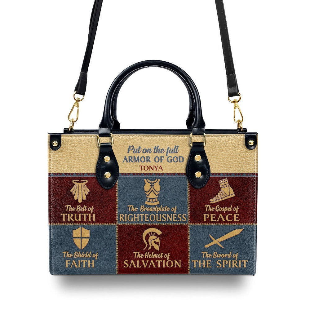 Personalized Christian Leather Bag, Beautiful Christian Leather Handbag - The Belt Of Truth, Faith Handbag