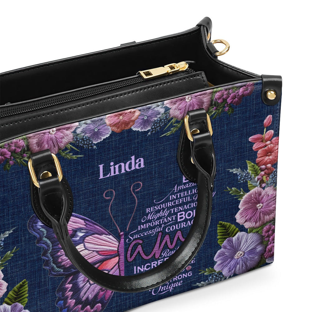 Personalized Christian Leather Bag, Brave Amazing Intelligent Resourceful Tenacious Mighty Important Leather Handbag, Faith Handbag