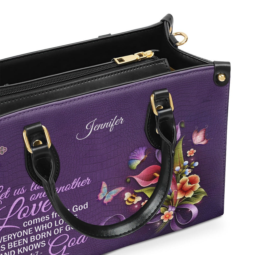 Personalized Christian Leather Bag, Everyone Who Loves Has Heen Born Of God And Knows God, Faith Handbag