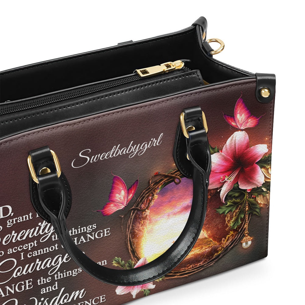 Personalized Christian Leather Bag, God, Grant Me The Serenity To Accept The Things I Cannot Change, Faith Handbag