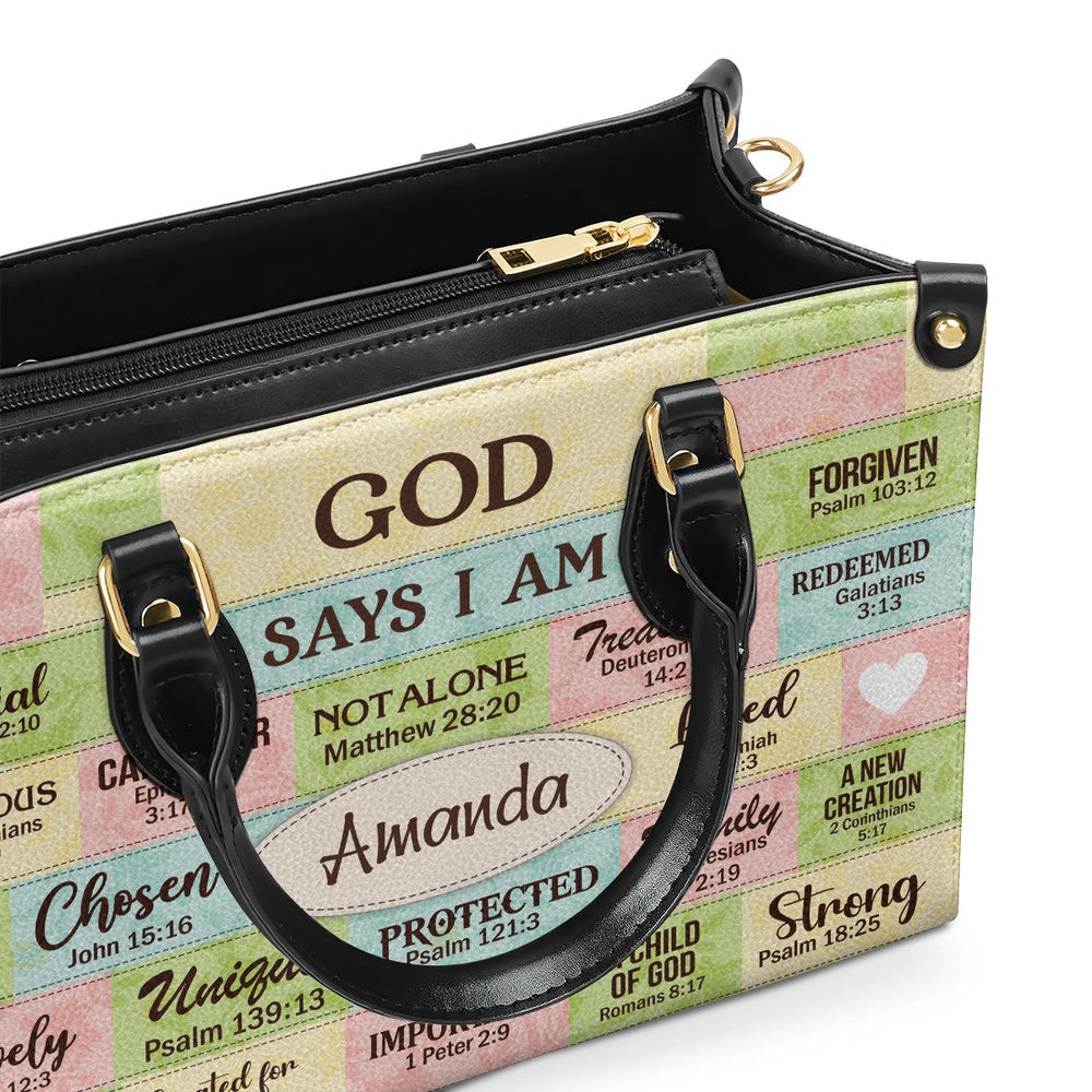 Personalized Christian Leather Bag, God Says I Am Leather Handbag, Gift For Her, Faith Handbag