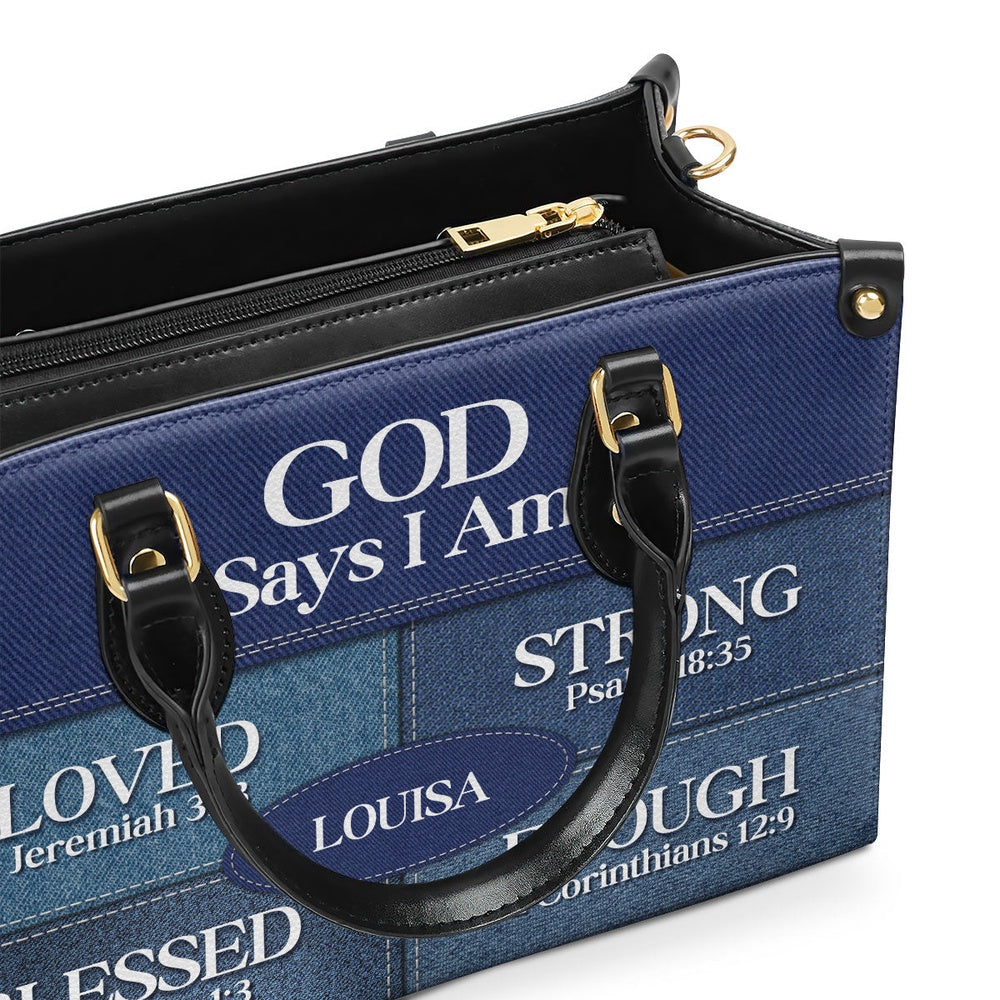 Personalized Christian Leather Bag, God Says You Are Personalized Leather Handbag, Faith Handbag