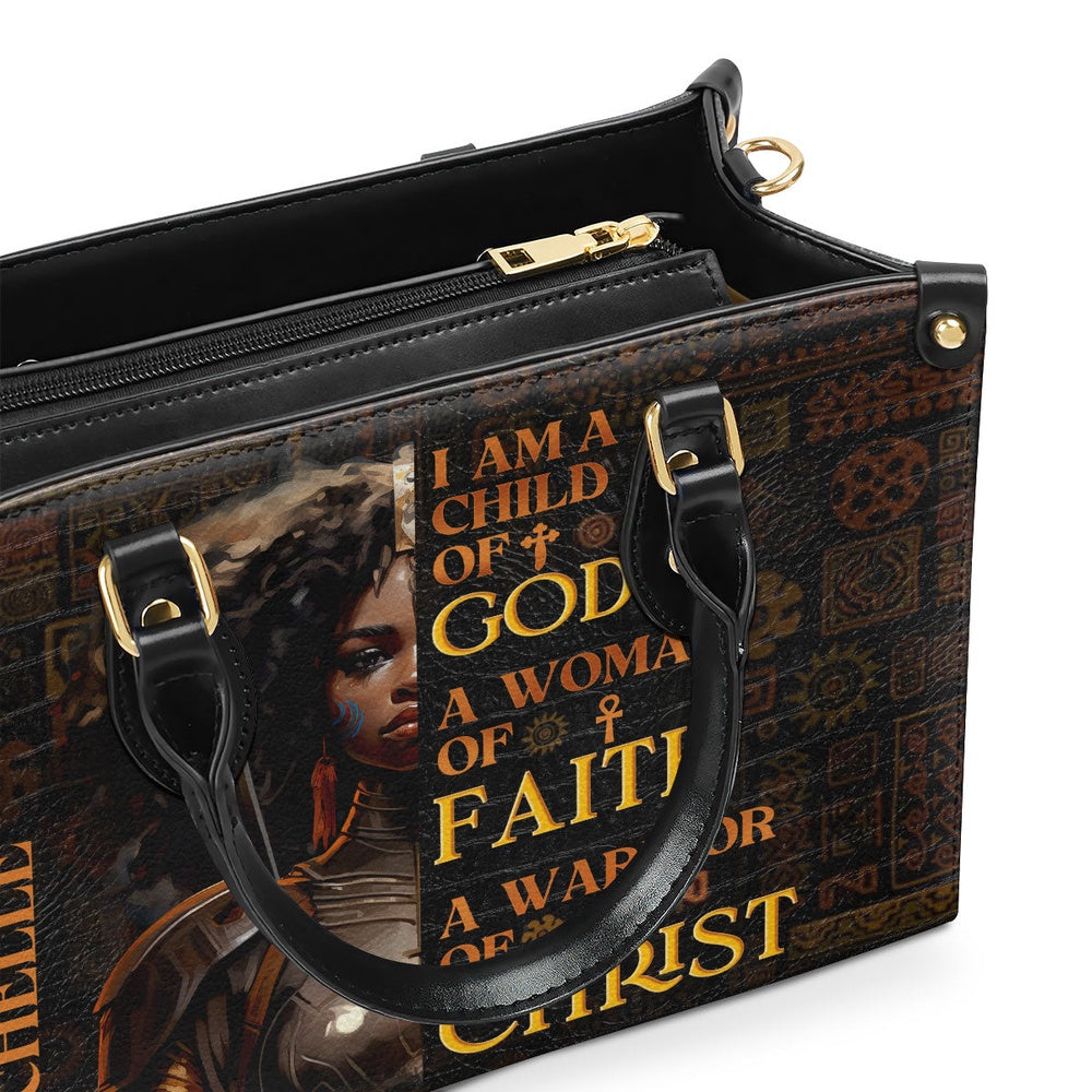 Personalized Christian Leather Bag, I Am A Child Of God Leather Handbag, Faith Handbag