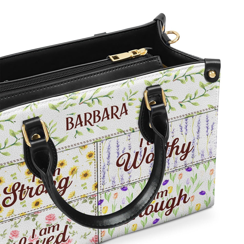 Personalized Christian Leather Bag, I Am Enough Leather Handbag , Religious Gift For Worship Friends, Faith Handbag
