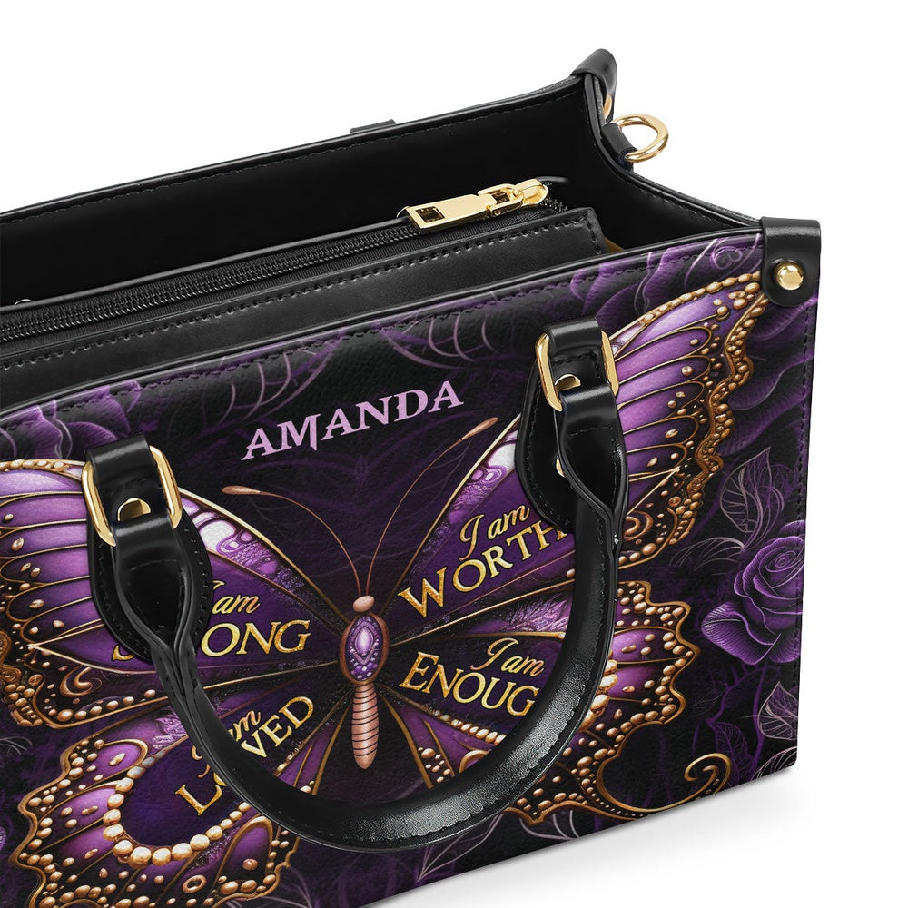 Personalized Christian Leather Bag, I Am Love Leather Handbag, Faith Handbag