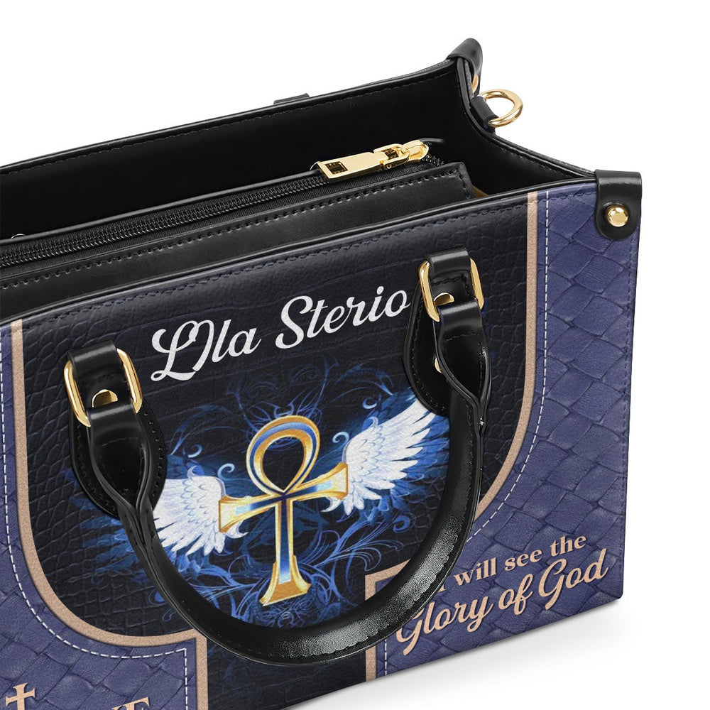 Personalized Christian Leather Bag, I Believe I Will See The Glory Of God - Lovely Personalized Leather Handbag, Faith Handbag