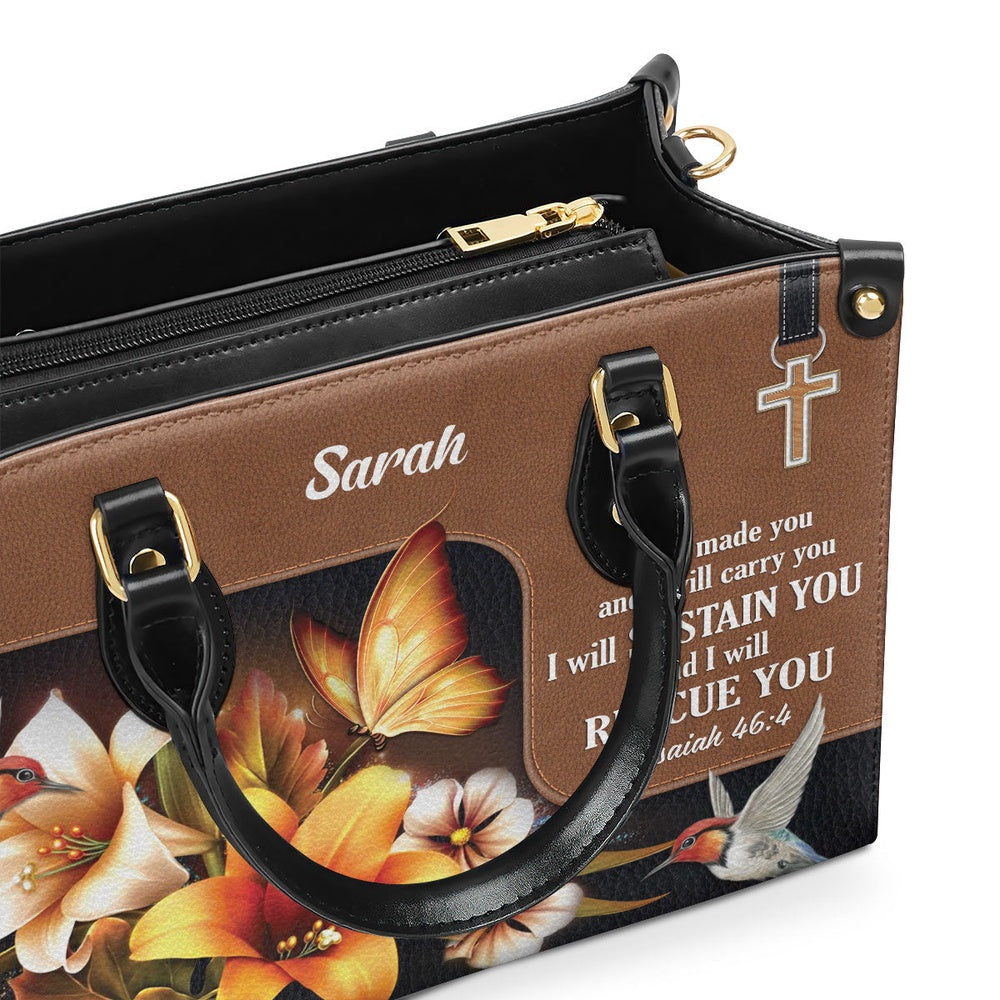 Personalized Christian Leather Bag, I Have Made You And I Will Carry You Leather Handbag, Faith Handbag