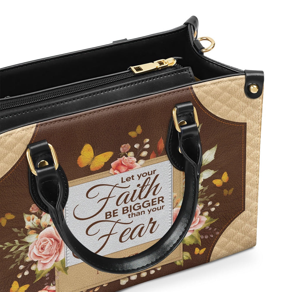Personalized Christian Leather Bag, Let Your Faith Be Bigger Than Your Fear Leather Handbag, Faith Handbag