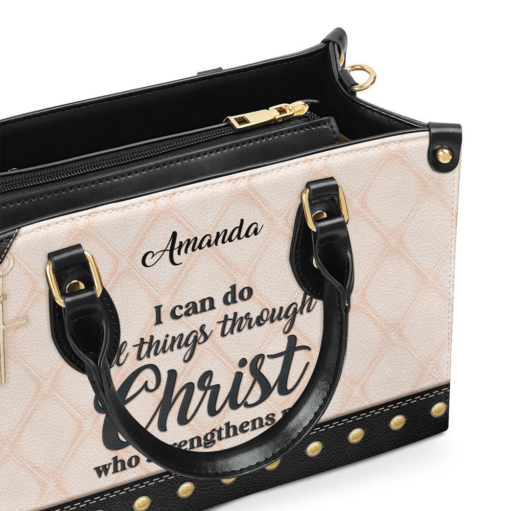 Personalized Christian Leather Bag, Must-Have Leather Handbag - I Can Do All Things Through Christ, Faith Handbag