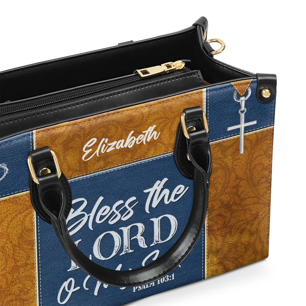 Personalized Christian Leather Bag, Psalm 1031 Bless The Lord O My Soul Leather Handbag, Christ Gifts For Women Of God, Faith Handbag